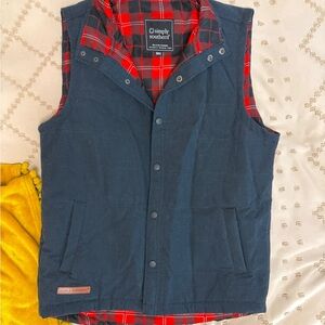 Simply Southern Navy Vest with Red Plaid Interior